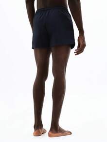 SUMWON 经典海军蓝泳裤，带抽绳腰带和侧袋，适合夏季海滩度假 - 藍色 - 查看 2