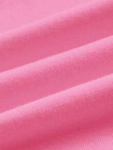 SHEIN BASICS 女士纯色简约短袖T恤，休闲日常穿着 - 玫紅色 - 查看 9