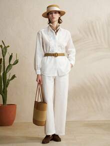 Airaco Women's Fashion Casual Single-Breasted Long Sleeve Shirt - White - View 3