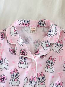 Cozy Pixies Bộ 2 món cho bé gái, gồm áo khoác cardigan cổ bẻ mềm mại in hình động vật hoạt hình và quần cạp chun. - Hồng - Xem 3