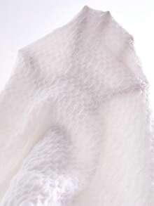 SHEIN Tween Girl Faux Collar Cap Sleeve Textured Dress - White - View 7