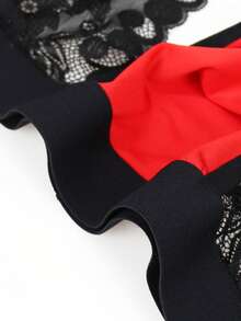 DrisQ Fashionable Alluring Bright Red & Black Lace Waist Sexy Men's Underwear - Red - View 3