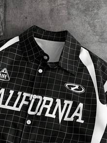 AXEPEAK Loose Fit Men's Polo Collar Short Sleeve Shirt - Black - View 4