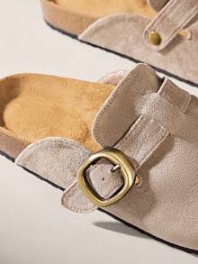 Solecia 女士搭扣设计休闲百搭平底鞋 - 灰色 - 查看 5