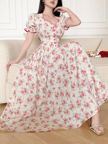 Feyla Đầm dài nữ thanh lịch họa tiết hoa nhí, thích hợp cho mùa hè. - Nhiều màu - Xem 1