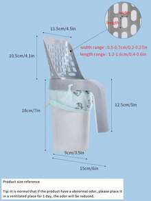 One Piece Cat Litter Scoop Plastic Portable With Garbage Bag Cat Litter Scoop With 4 Rolls Fragrant Garbage Bag - Grey - View 10