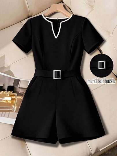 GlowEve CURVE 大码女式V领短袖休闲连体裤