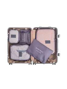 Set 6 Tas Penyimpanan Perjalanan, Organizer Serbaguna dengan Tas Kosmetik & Kantong Kebersihan, Tas Koper Lipat Anti Debu untuk Pakaian, Sepatu, Pakaian Dalam, Perlengkapan Penyimpanan Lemari untuk Kamar Tidur dan Sekolah - MultiWarna - View 8