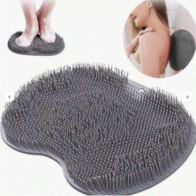 1pc Silicone Foot Massager & Scrubber Pad Set For Bathroom(Pink)- For Bathing, Rubbing The Back, And Foot Massage. Silicone Anti Slip Mat Bathroom Mat Home Bathroom Decor Fall Decor Back To School