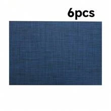 1pc/4pcs/6pcs Navy Blue Placemats - Easy-To-Clean Washable Vinyl Placemats - Wipe-Resistant Heat-Resistant Placemats - 45 X 30 Cm (Navy Blue) - Multicolor - View 8