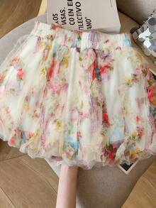 Franclia Women's Sweet Pleated Floral Print A-Line Skirt (Irregular Print) - Multicolor - View 2