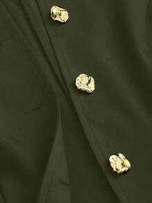 Sweetra Bộ vest màu trơn gồm áo gile cài khuy trang trí và quần ống rộng xếp ly. - xanh quân đội - Xem 6