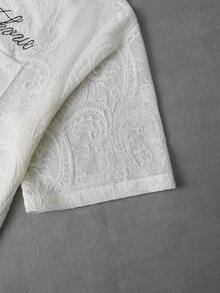 PAVTROS 男士休闲度假镂空短袖衬衫 - 杏色 - 查看 5