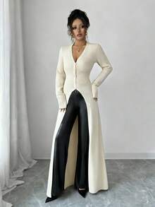 Elenzga Women's Autumn/Winter Casual Vintage Inspired Cardigan, Versatile & Elegant, Suitable For Outings, Dates, Work, School, And More - Apricot - View 6