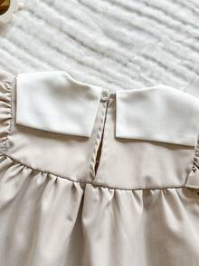 Vintaside Kids Babygirl Infant & Baby GirlSummer Cap Sleeve Embroidered Big Collar Elegant Western Style Simple Dress, Suitable For Outing, Leisure Travel, Vacation, Daily Wear - Apricot - View 7