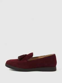 Sleekvia Casual Versatile Commuting Fringe Decor Flat Loafers - Burgundy - View 7