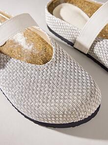 Solecia 女鞋 女鞋 夏季编织面单扣设计休闲度假风平底搭扣凉鞋 - 杏色 - 查看 5