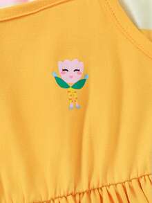 SHEIN Bộ 3 váy không tay cho bé gái, váy maxi co giãn họa tiết da báo và sọc, nhiều màu sắc phù hợp cho kỳ nghỉ hè và tiệc tùng, kiểu dáng thường ngày, họa tiết da báo và hoa, áo hai dây co giãn. - trái cam - Xem 4