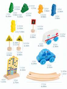 Juego de 32 piezas de vías de tren de madera, kit de construcción DIY con escenas de paisaje, desarrollo del aprendizaje temprano para niños, ideas de regalo de cumpleaños, actividad familiar imprescindible para la temporada de vacaciones - Multicolor - Ver 7