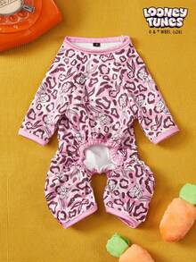 LOONEY TUNES X PETSIN 1 Cute Happy Rabbit Pink Leopard Cartoon Cute Pattern Printed Pet Cat Dog Universal Four Leg Set Elastic And Comfortable Dog Jumpsuit - Pink - View 7