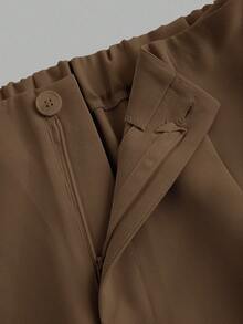 Firerie Pantalones anchos y sueltos con vuelo, elegantes y de talla grande, adecuados para primavera/verano - Café integral - Ver 3
