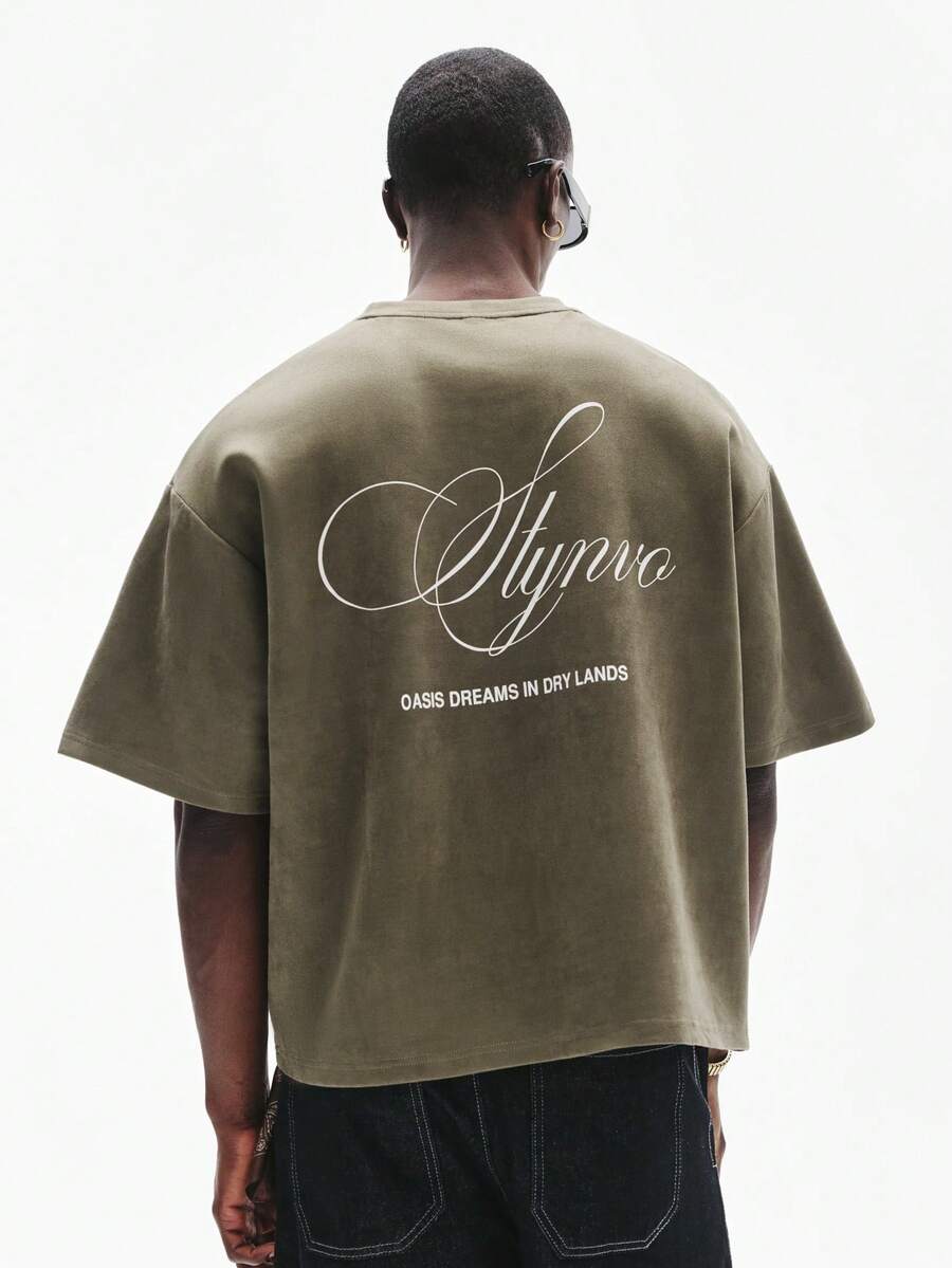 STYNVO Men's Minimalist Printed Round Neck Short Sleeve T-Shirt