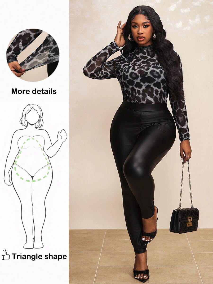 Truni 大码女式豹纹休闲套头衫，简约时尚，适合日常穿着 - 灰色 - 查看 1