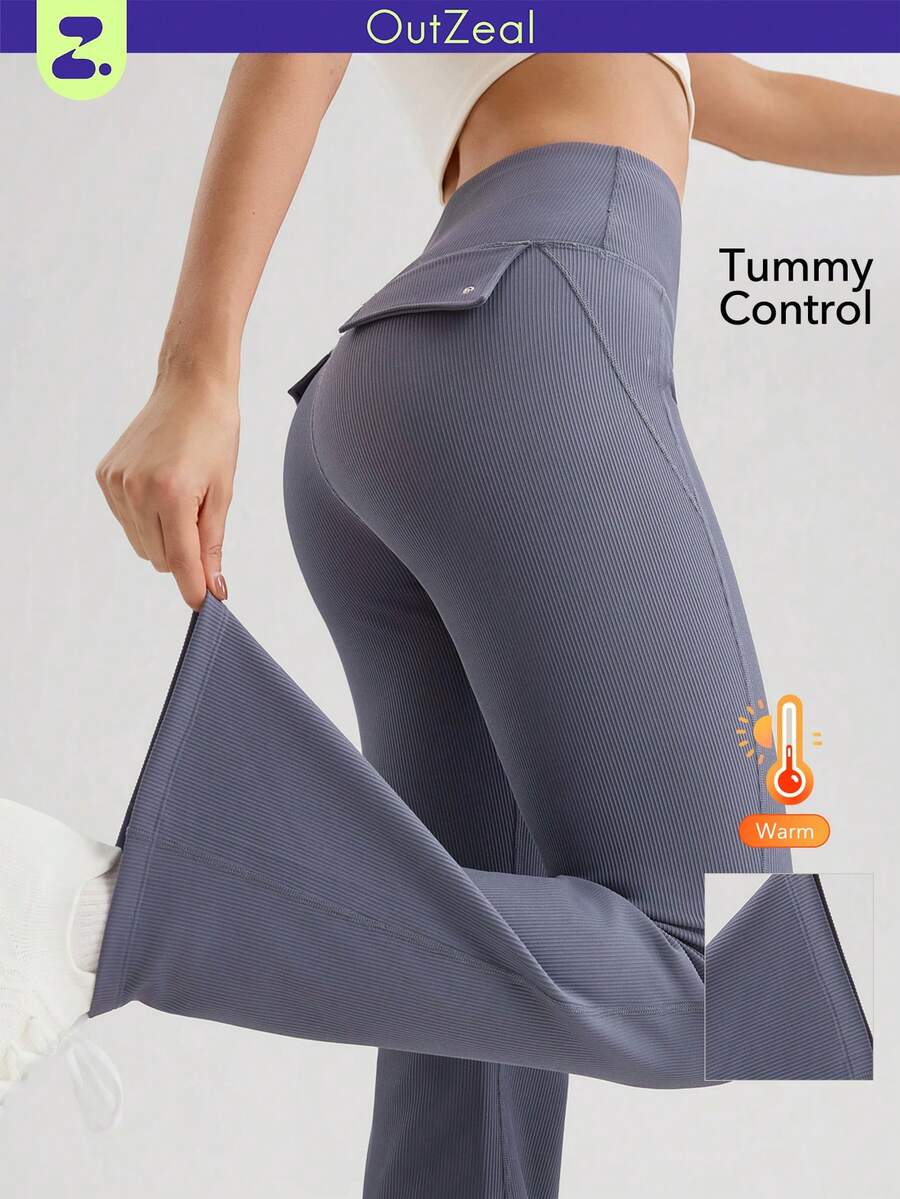 OutZeal Women Tummy Control Thermal Lined Pocket Blue Sports Legging Winter Camping Hiking - Blue - View 1