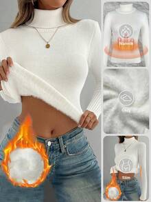 Franclia 时尚百搭高领加厚无缝修身长袖针织衫，秋冬季百搭之选