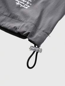 ROMWE MEN Camiseta casual de manga corta y cuello redondo con estampado de eslogan para hombres - Gris - Ver 4