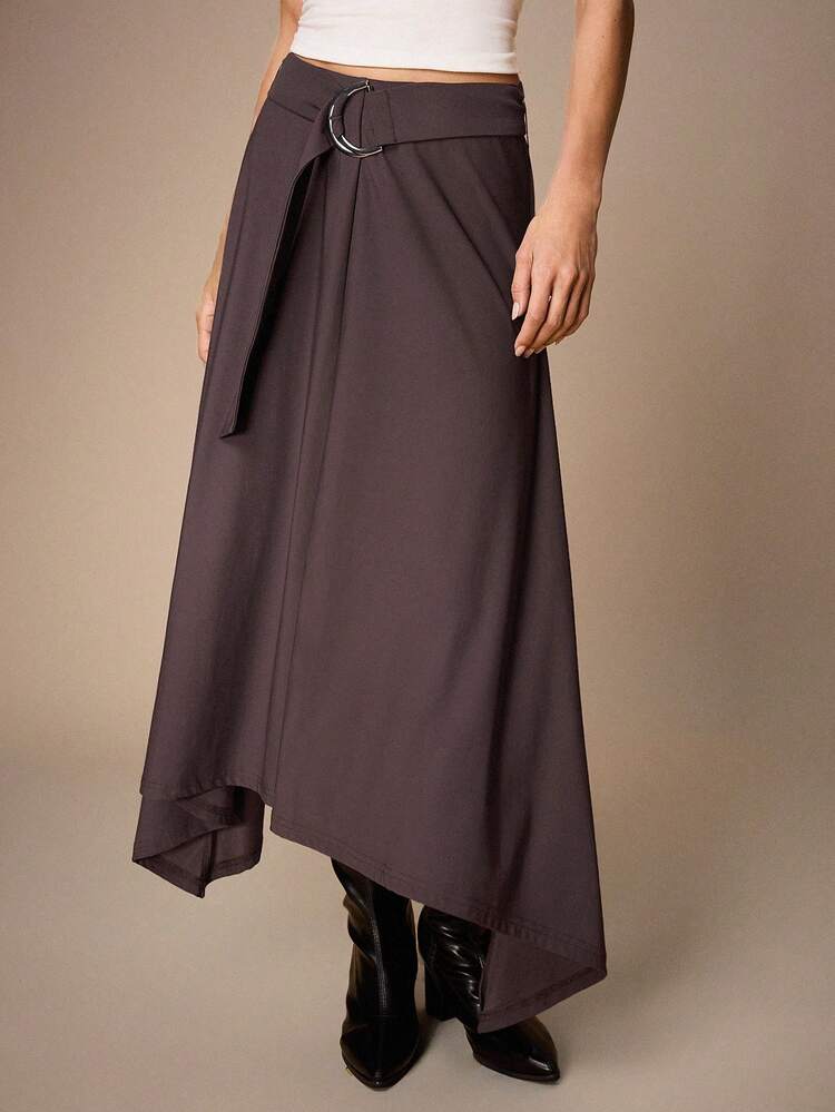 SHEIN Maija Women's Casual Solid Color Asymmetric Hem Skirt, Simple And Elegant Design, Suitable For Daily Casual Or Outdoor Wear, Showcasing Unique Style And Confidence Women Easter Summer Outfits Easter Dress Women Party Top Beach Dress Summer Holiday Outfits Each Vacation Outfits For Women  Summer Outfit For Women Going Out Outfits Graduation Graduation Outfit  Casual Dresses  Casual Blouses For Women