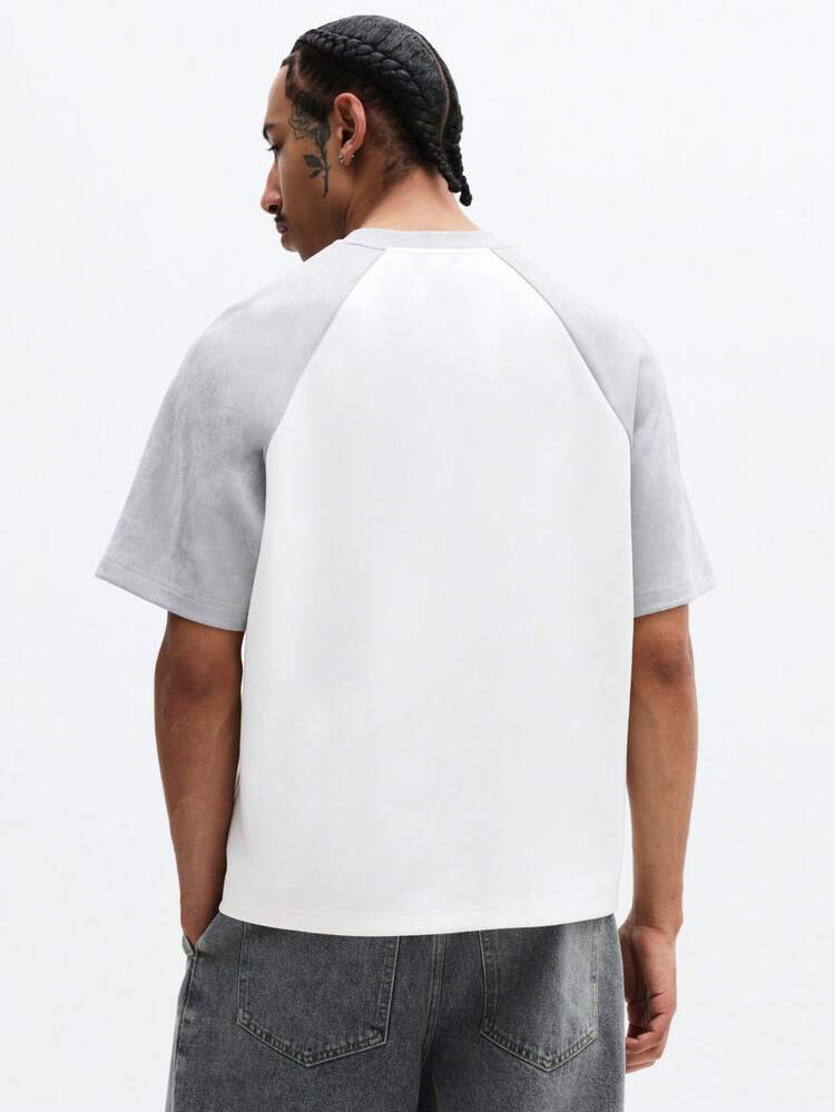 Raglan Crew Neck Tee With Contrast Sleeves
