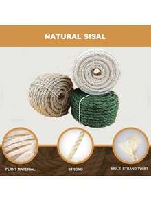 Cuerda de sisal natural, adecuada para reemplazar tableros rascadores de gatos, cuerdas de postes rascadores de gatos, restauración de árboles DIY y reacondicionamiento de muebles. - Blanco - Ver 7