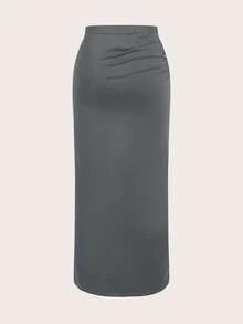 SHEIN Essnce Plsize 女士休闲两件套，针织套装，连体裤和半身裙套装，夏季两件套，休闲女装，黑色正式连衣裙，女士绷带连衣裙夏季套装 - 深灰色 - 查看 6