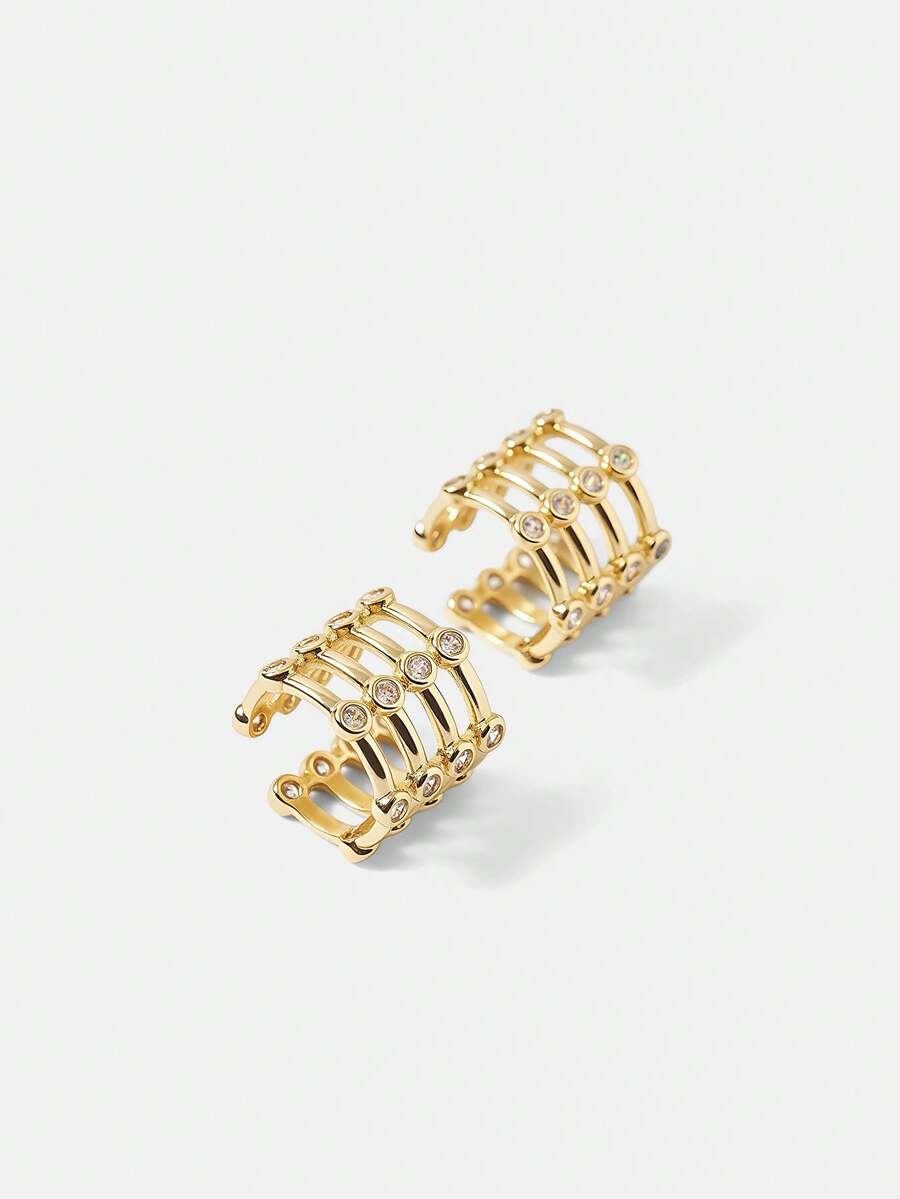 MOTF PREMIUM Khuyên tai kẹp sụn mạ vàng 18K - Vàng - Xem 2