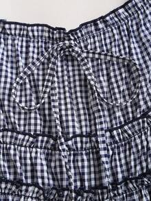 Sweetra Bộ jumpsuit nữ kiểu dáng retro thanh lịch, gợi cảm, màu xanh kẻ caro, xếp ly, thắt nơ ở eo, không tay, ống rộng, thoải mái, phù hợp cho đi làm, đi chơi, du lịch và mặc thường ngày. - Màu xanh lam - Xem 3