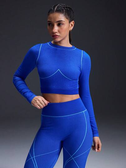 Powerista 女士圆领短款休闲百搭日常健身户外长袖运动T恤