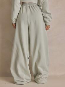 MUSERA 印花宽松阔腿束腰运动裤，夏季运动休闲日常街头风 - 綠色 - 查看 5