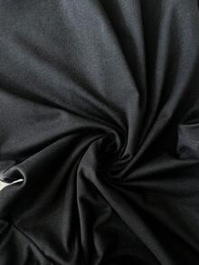 GlowEve 经典黑白撞色圆领泡泡袖前片饰珍珠串珠T恤，休闲又不失优雅 - 黑色 - 查看 6