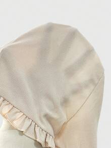 SHEIN Vintaside Kids 3件套婴幼儿女童休闲宽松舒适短裤套装，柔软透气镂空针织面料，弹性腰带配荷叶边，粉色和白色纯色，多种颜色可选，性价比高，适合春夏居家/外出/度假穿着。 - 米色 - 查看 11