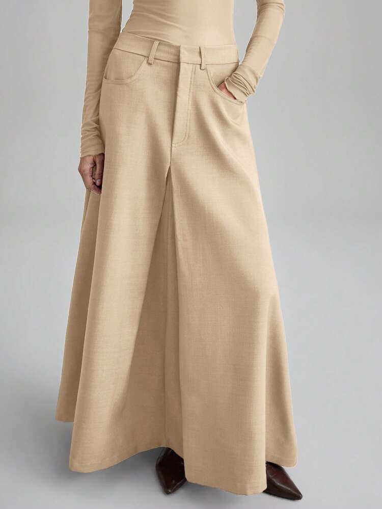 2026 Spring/Summer Women's All-Match Suit Fabric A-Line Skirt, Versatile For Urban Commute, Business Casual, Office Wear, Elegant For New Year Party, Wedding Guest Attire