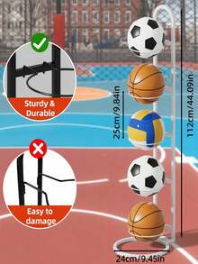 1 Multi Layer Sports Ball Storage Rack For Basketball Football Volleyball Organization Home Garage Living Room Must Have Accessory - White - View 8