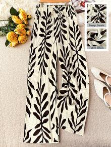 EMERY ROSE Quần dài cỡ lớn kiểu dáng thường ngày in hoa dành cho người đi làm. - Màu be - Xem 1