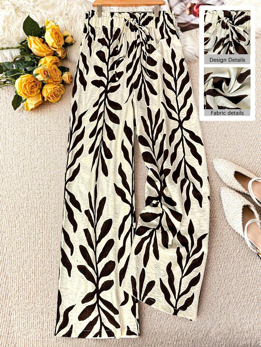 EMERY ROSE Quần dài cỡ lớn kiểu dáng thường ngày in hoa dành cho người đi làm. - Màu be - Xem 1