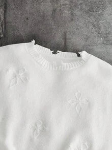 AXEPEAK Men's Distressed Crew Neck Loose Casual Knit Vest - White - View 5