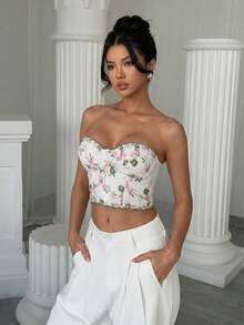 Aloruh Women Elegant Romantic Fashion 3D Floral Embroidery Mesh Bodycon Tank Top - White - View 3