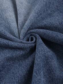 GlowEve 女士休闲水洗拼接牛仔迷你裙 - 藍色 - 查看 6