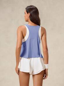 OutZeal 女士运动背心 日常健身上衣 凉爽触感 丝滑柔软 飘逸下摆 - 紫色 - 查看 9