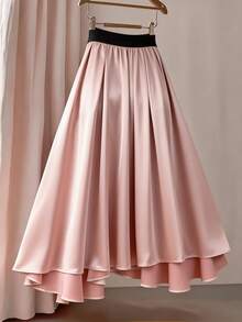 GlowEve CURVE Falda de fiesta versátil y elegante con lazo y drapeado para mujer de talla grande - Rosa - Ver 2