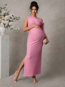 Momance Elegant Maternity Dress, Jacquard Texture, Suitable For Valentine's Day, Summer, Spring, Wedding Party - Pink - View 4